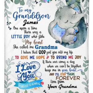 Personalized To My Grandson Blanket From Grandparents Elephant A Little Boy Stole My Heart Custom Name Christmas Gifts